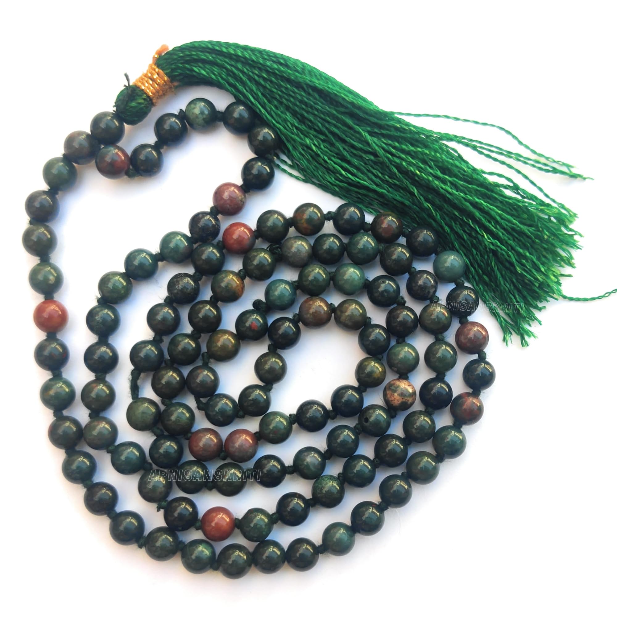 Apnisanskriti Premium Stone Mala for Men and Women (6mm, AAA Quality, Lab Certified, 108+1) - Natural Stone Beads Mala - Pack of 1