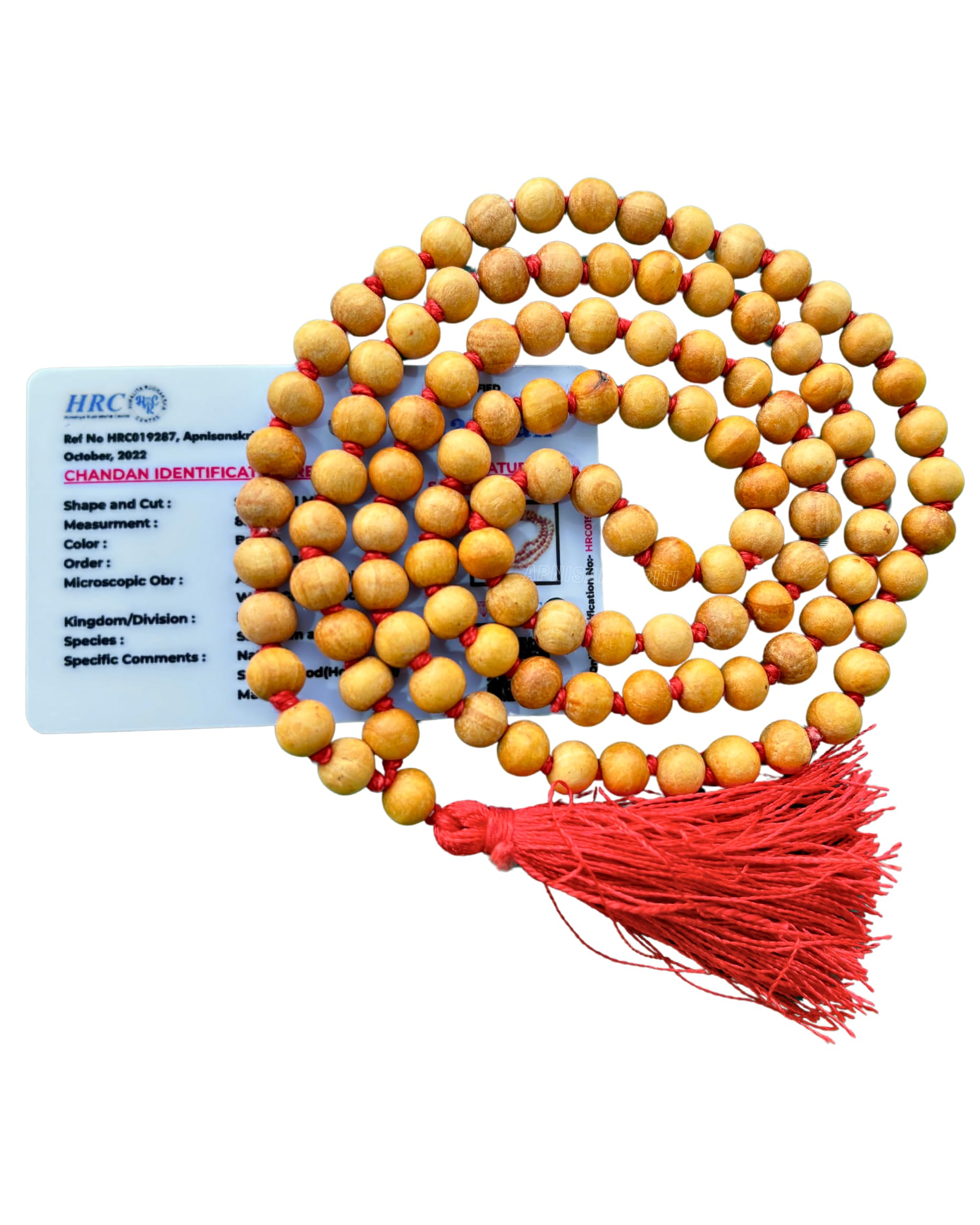 Apnisanskriti Chandan Mala (Sandalwood Rosary) for Jaap and for Men and Women Wearing (8mm, Large Size, 108+1 Beads, Lab Certified ) - Natural Chandan Beads - Pack of 1