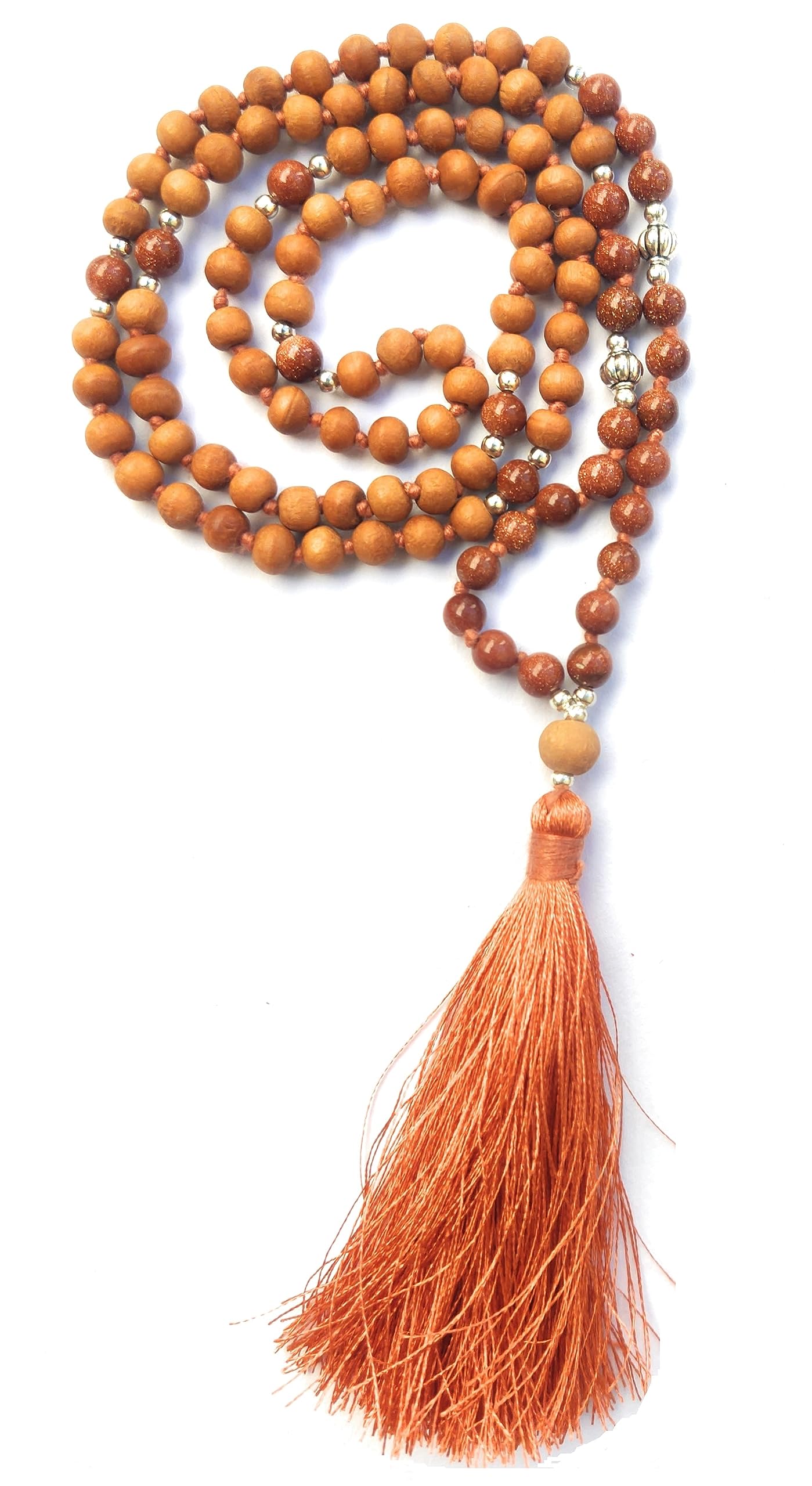 Apnisanskriti Chandan Mala (Sandalwood Rosary) For Men And Women Wearing (6Mm, Medium Size, 108+1, Lab Certified )Natural Chandan Beads