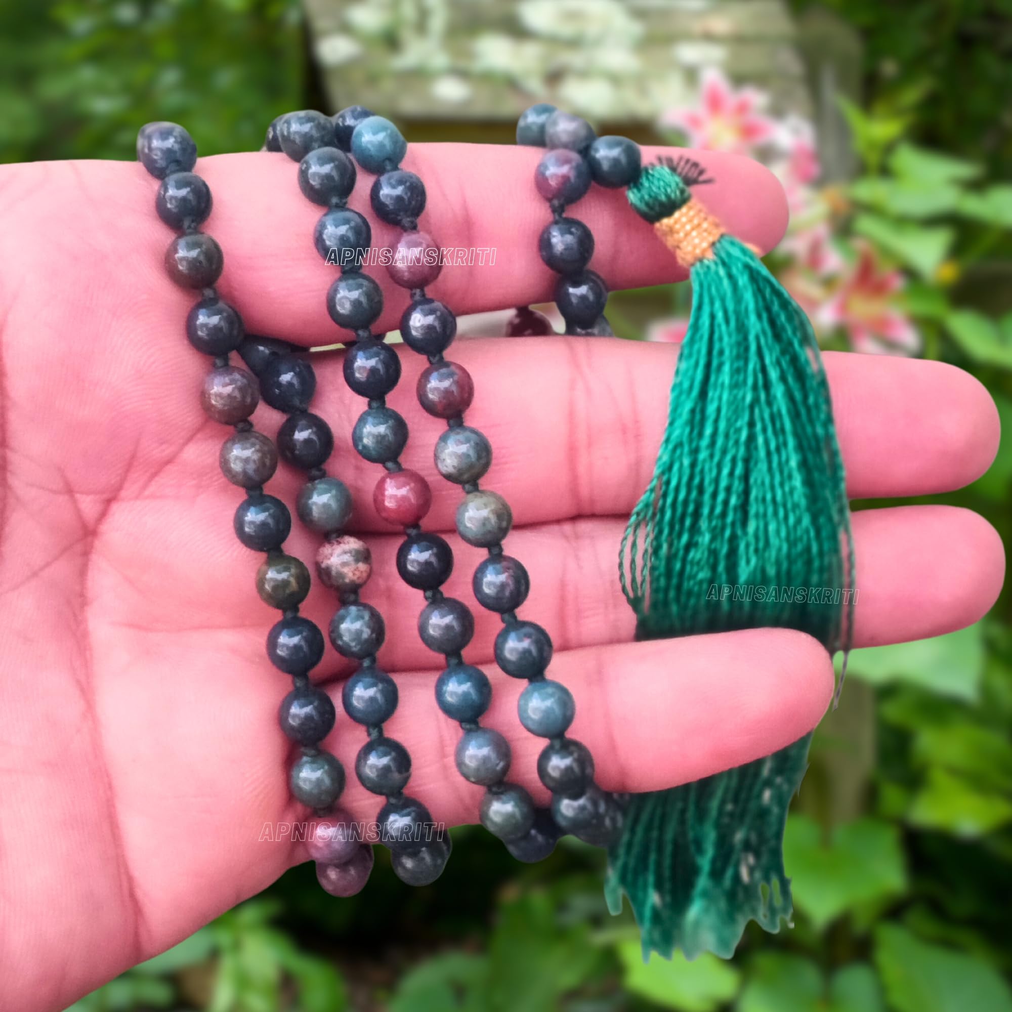 Apnisanskriti Premium Stone Mala for Men and Women (6mm, AAA Quality, Lab Certified, 108+1) - Natural Stone Beads Mala - Pack of 1