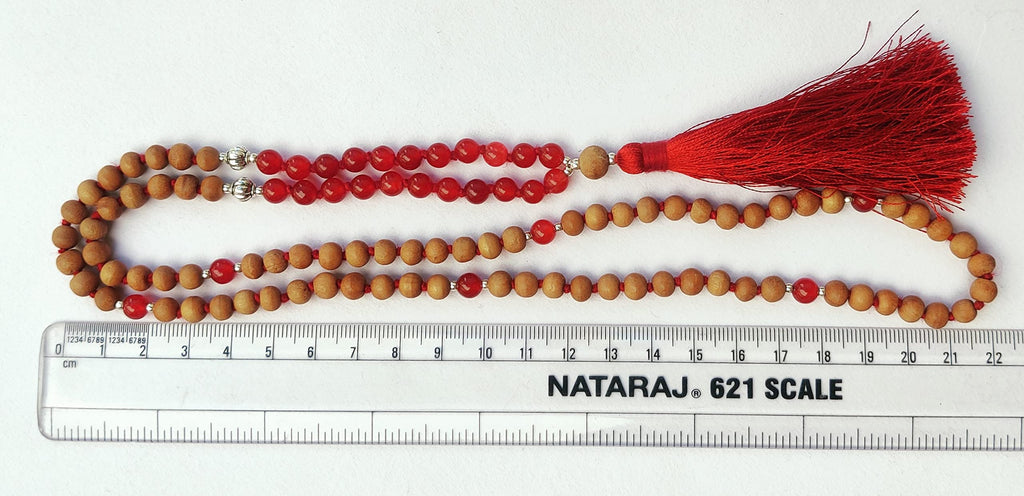 Apnisanskriti Chandan Mala (Sandalwood Rosary) For Men And Women Wearing (6Mm, Medium Size, 108+1, Lab Certified )Natural Chandan Beads