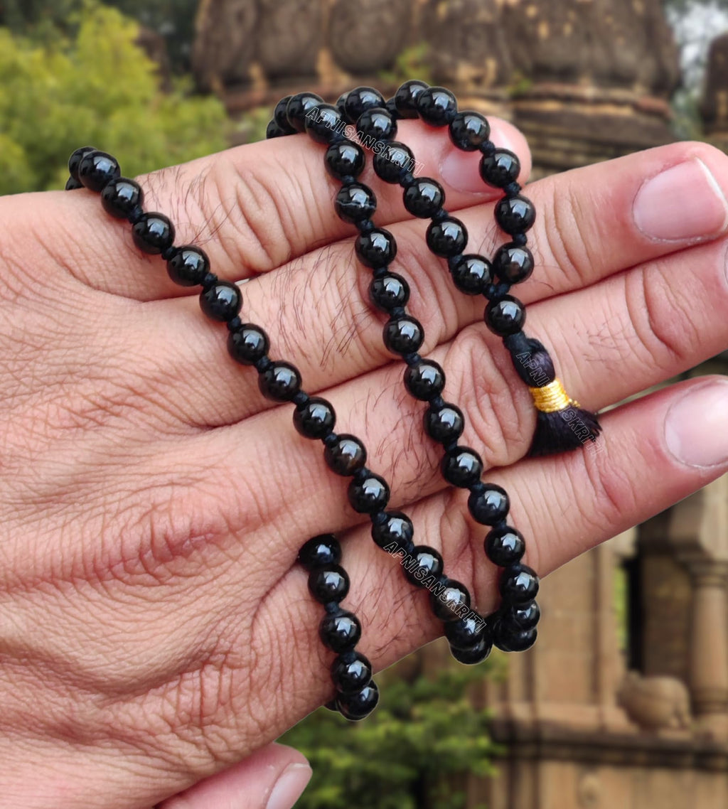 Apnisanskriti Black Onyx Shine Mala 6mm - Elegant Beads for Strength and Spiritual Balance (Pack of 1)