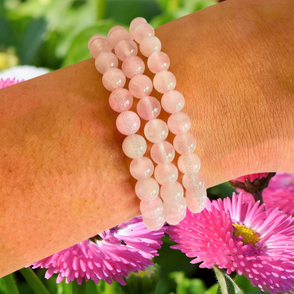 Apnisanskriti Certified Stone Bracelet (8mm) – Natural Reiki Feng Shui Round Gemstone – Free Size for Men & Women