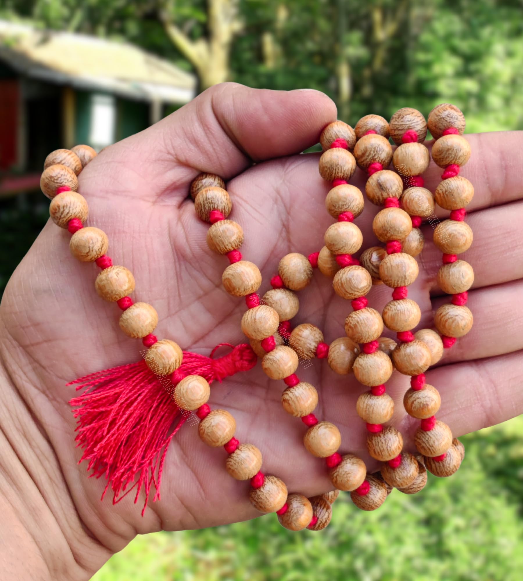 Apnisanskriti Premium Devadaru | Deodar | Himalayan Cedar Wood Jaap Mala - 10mm (Pack of 1)