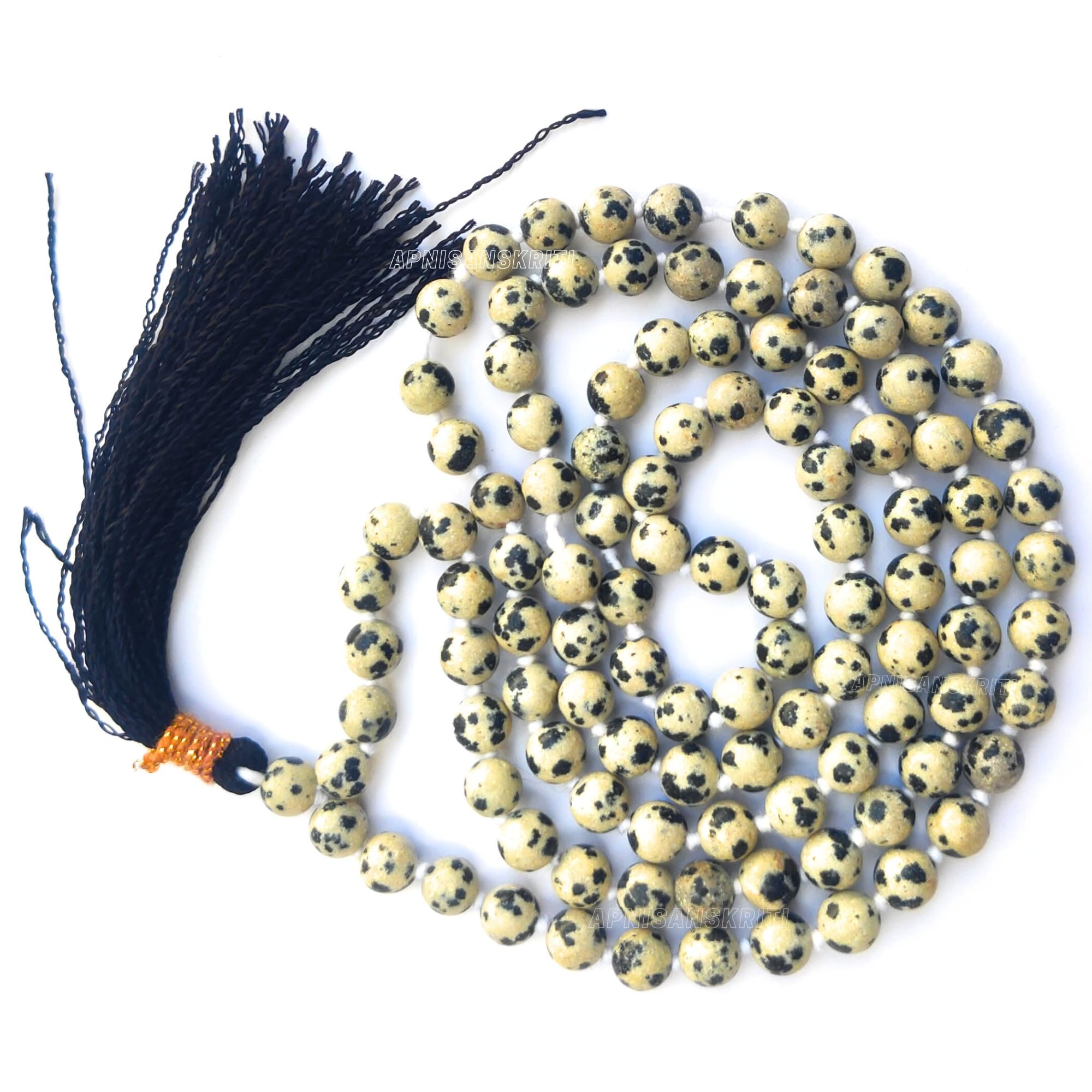 Apnisanskriti Premium Stone Mala for Men and Women (6mm, AAA Quality, Lab Certified, 108+1) - Natural Stone Beads Mala - Pack of 1