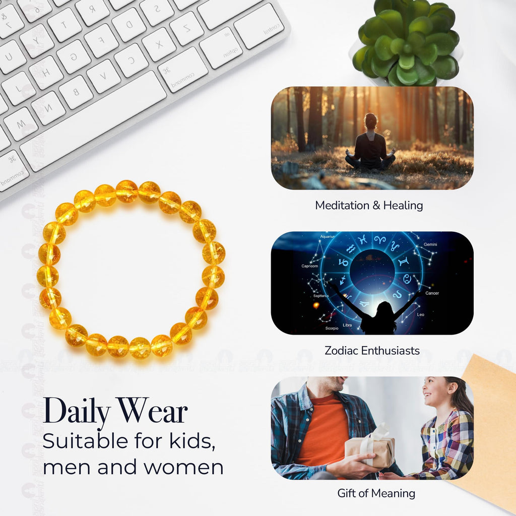 Apnisanskriti Certified Stone Bracelet (8mm) – Natural Reiki Feng Shui Round Gemstone – Free Size for Men & Women