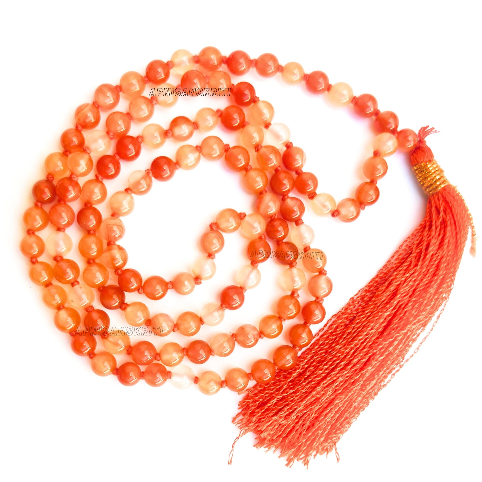 Apnisanskriti Premium Stone Mala for Men and Women (6mm, AAA Quality, Lab Certified, 108+1) - Natural Stone Beads Mala - Pack of 1