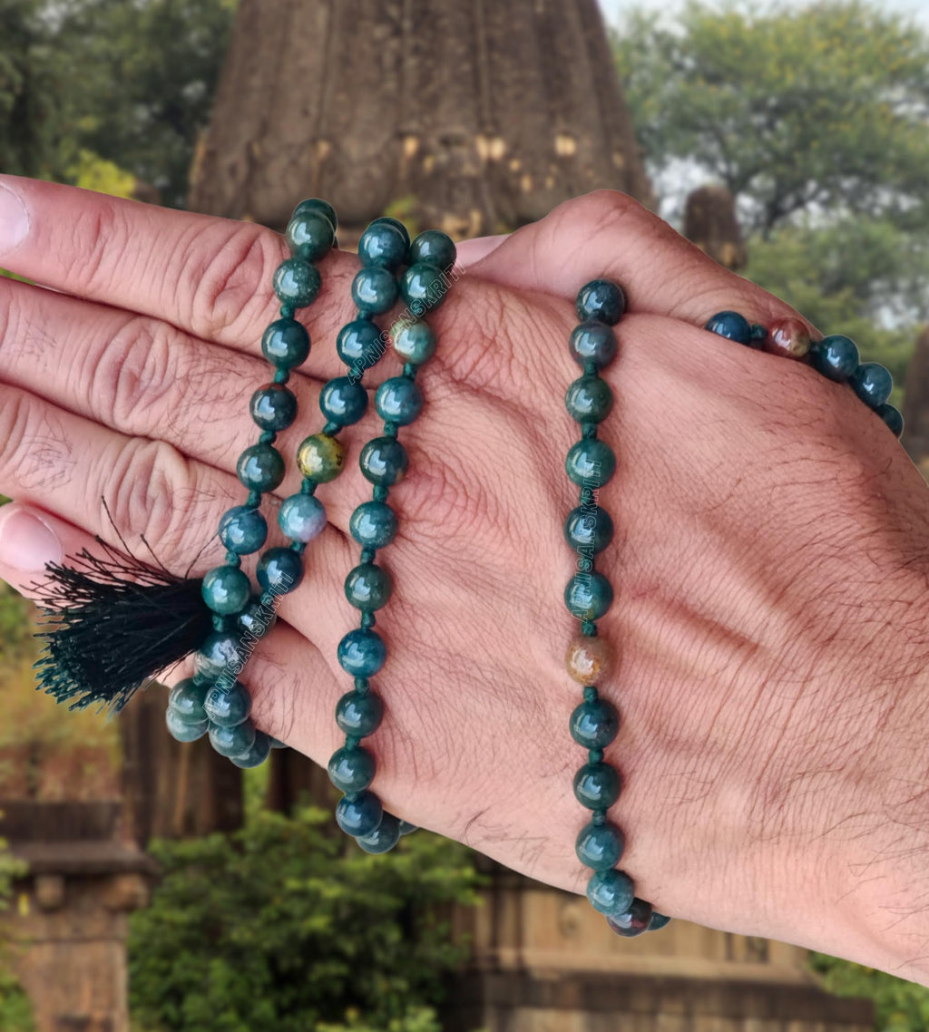 Apnisanskriti 8mm Blood Stone Mala - Grounding Beads for Strength and Vitality (Pack of 1)