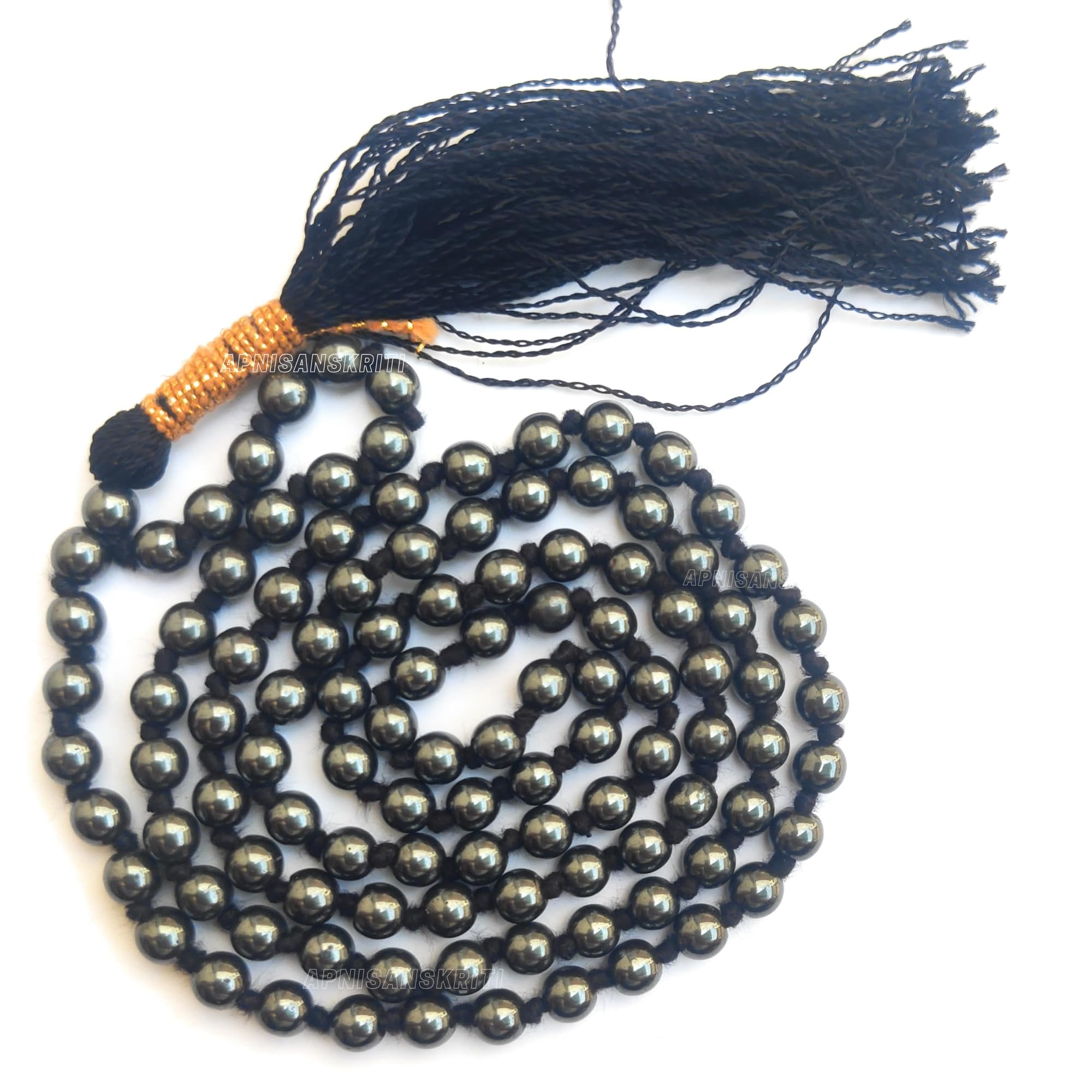 Apnisanskriti Premium Stone Mala for Men and Women (6mm, AAA Quality, Lab Certified, 108+1) - Natural Stone Beads Mala - Pack of 1