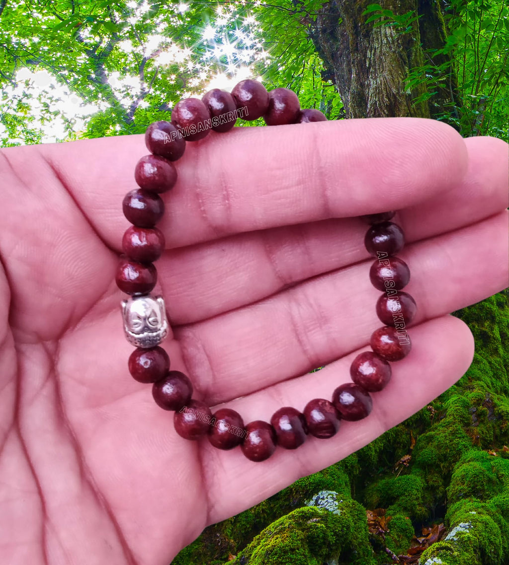 Apnisanskriti Chandan Bracelet (Sandalwood Bracelet) for Men/Women Wearing (6mm, Small Bead Size, 25 Beads) - Natural Chandan Beads - Pack of 1