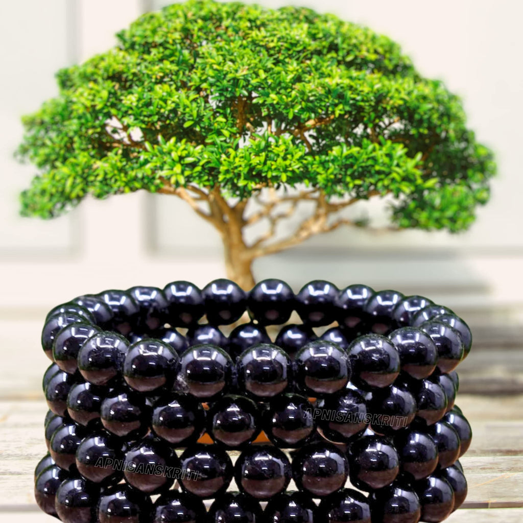 Apnisanskriti Certified Stone Bracelet (8mm) – Natural Reiki Feng Shui Round Gemstone – Free Size for Men & Women