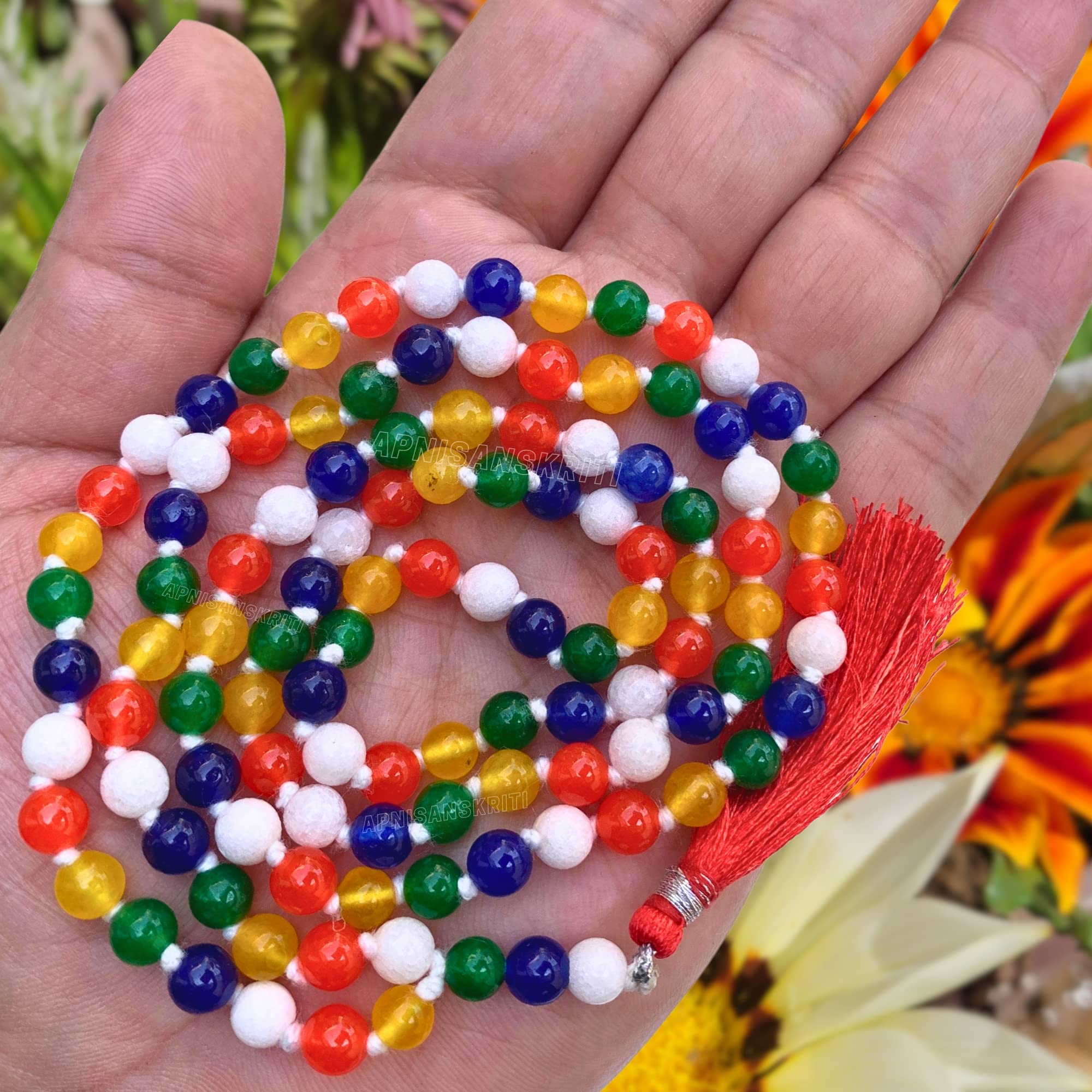 Apnisanskriti JAIN JAAP Mala - Multi Colour Original Stones - pack of 1
